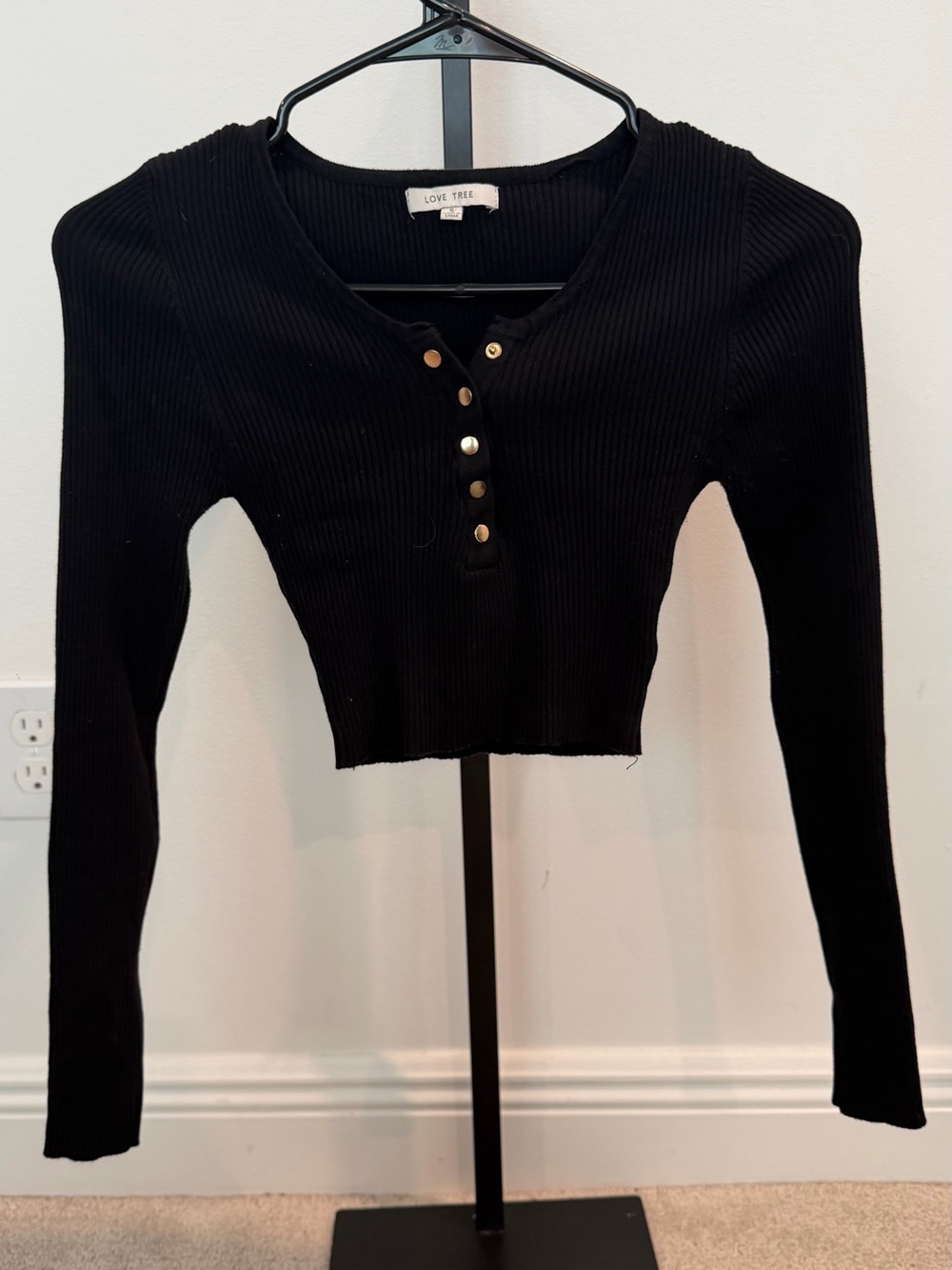 Love Tree Ribbed Long Sleeve Crop Top Size Small